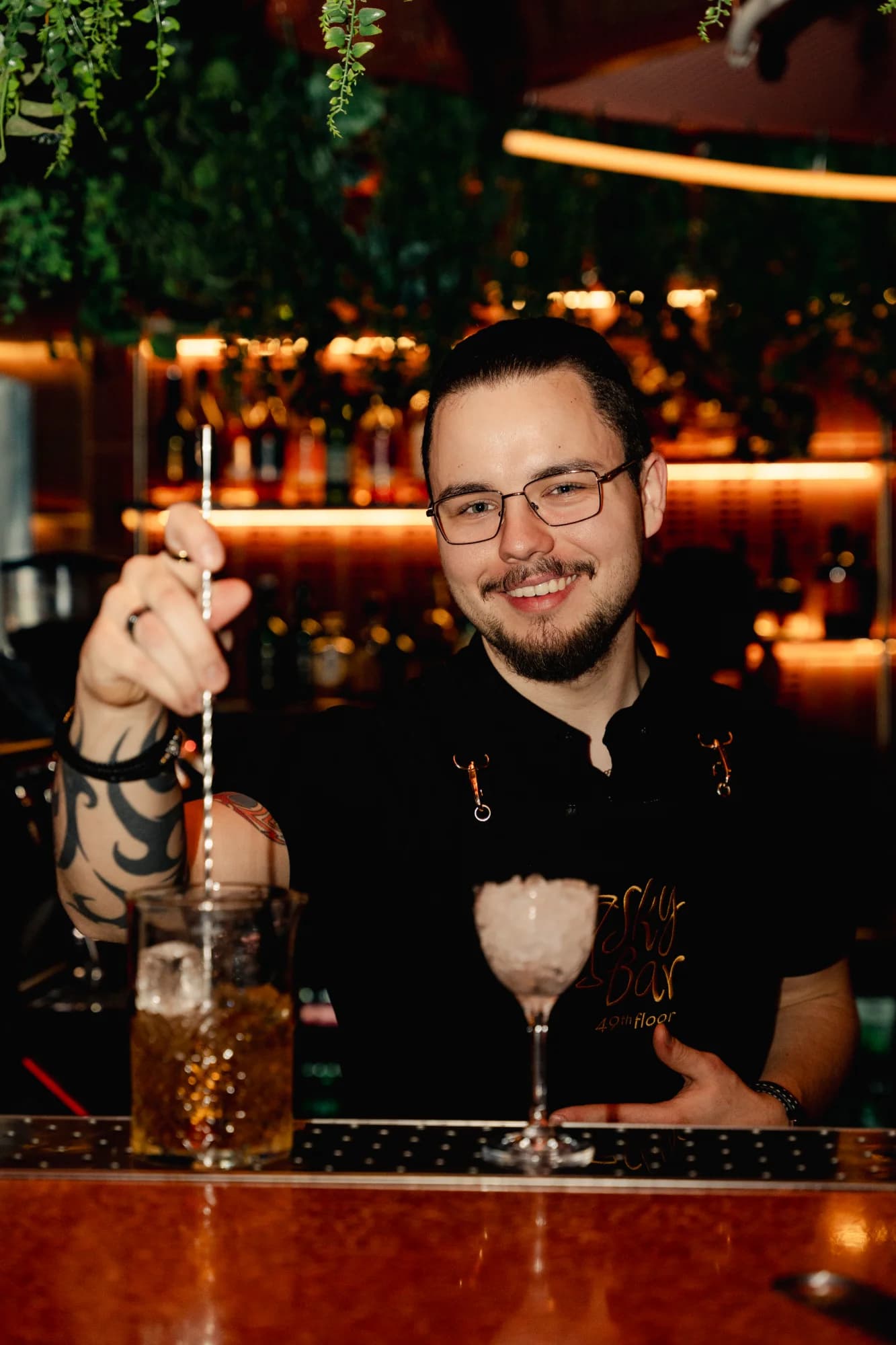 Bartender at work during an event at Skybar49