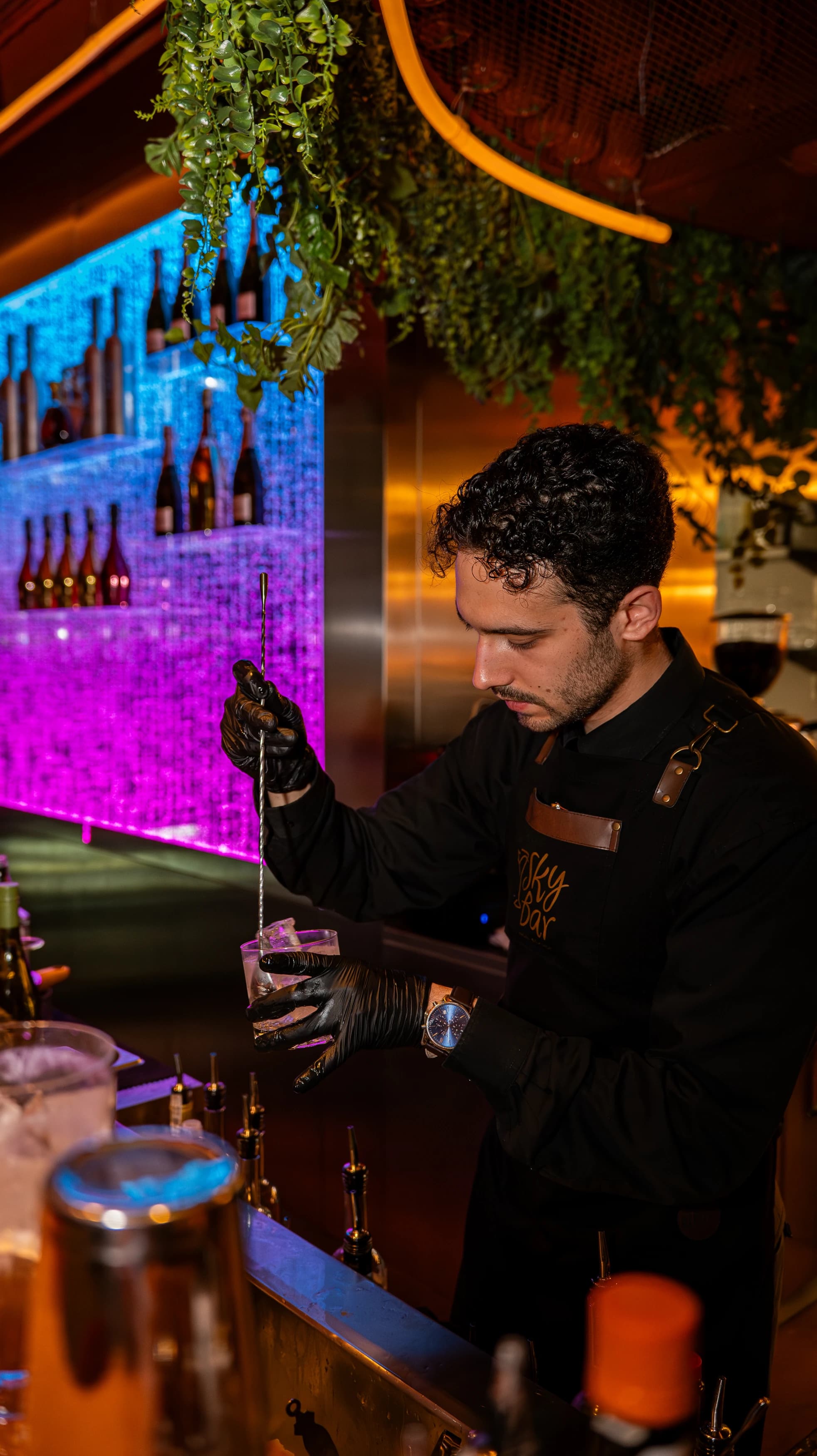 Bartender at work during an event at Skybar49