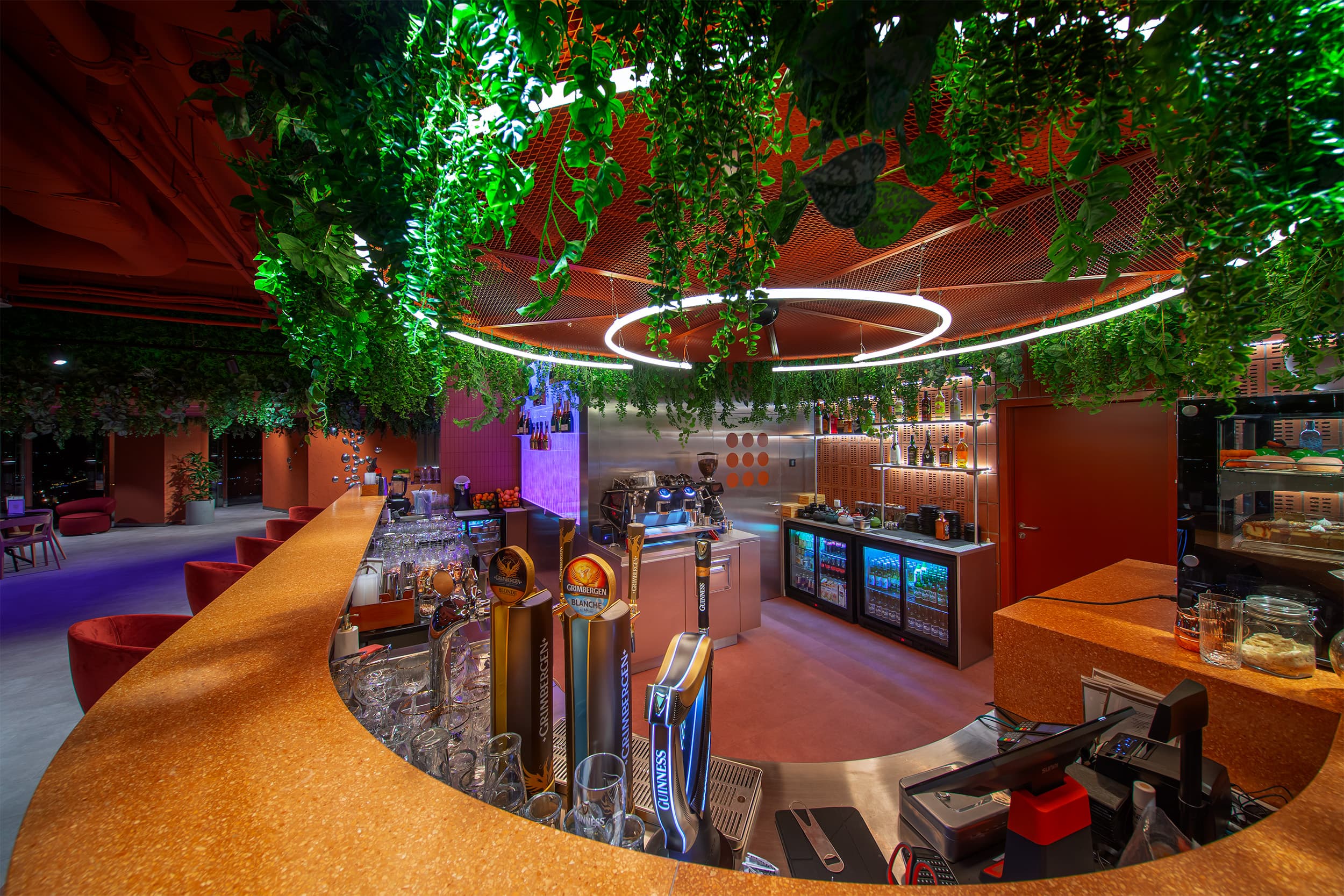 Interior of the Skybar49 bar on the 49th floor of Sky Tower